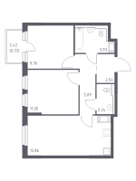 3 ккв (Евро) № 216 Корп.: 33 , Секция 2  в ЖК Новое Колпино
