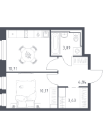 1 ккв № 381 Корп.: 37 , Секция 5  в ЖК Новое Колпино