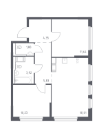 3 ккв (Евро) № 57 Корп.: 33 , Секция 1  в ЖК Новое Колпино