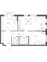 3 ккв (Евро) № 249 Корп.: 31 , Секция 4  в ЖК Новое Колпино