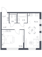 2 ккв (Евро) № 391 Корп.: 37 , Секция 5  в ЖК Новое Колпино