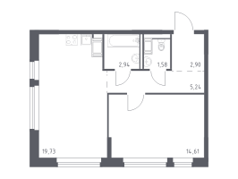 2 ккв (Евро) № 112 Корп.: 35.1 , Секция 1  в ЖК Новое Колпино