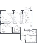 4 ккв (Евро) № 33 Корп.: 35.2 , Секция 1  в ЖК Новое Колпино