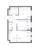 3 ккв (Евро) № 287 Корп.: 31 , Секция 5  в ЖК Новое Колпино