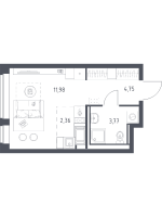 Студия № 55 Корп.: 35.2 , Секция 1  в ЖК Новое Колпино