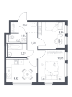 2 ккв № 340 Корп.: 31 , Секция 6  в ЖК Новое Колпино