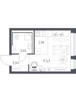 Студия № 390 Корп.: 37 , Секция 5  в ЖК Новое Колпино