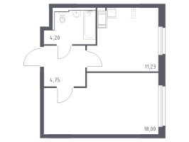 1 ккв № 264 Корп.: 33 , Секция 2  в ЖК Новое Колпино