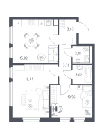 2 ккв № 392 Корп.: 37 , Секция 5  в ЖК Новое Колпино