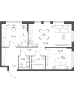 3 ккв (Евро) № 252 Корп.: 37 , Секция 4  в ЖК Новое Колпино