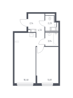 2 ккв (Евро) № 16 Корп.: 35.2 , Секция 1  в ЖК Новое Колпино