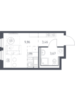 Студия № 538 Корп.: 37 , Секция 5  в ЖК Новое Колпино