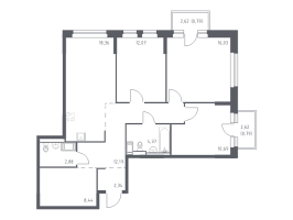 4 ккв (Евро) № 34 Корп.: 35.1 , Секция 1  в ЖК Новое Колпино