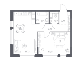 2 ккв (Евро) № 16 Корп.: 35.1 , Секция 1  в ЖК Новое Колпино