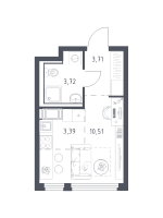 Студия № 220 Корп.: 37 , Секция 3  в ЖК Новое Колпино