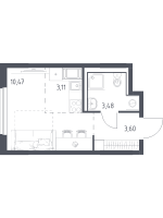 Студия № 46 Корп.: 31 , Секция 1  в ЖК Новое Колпино