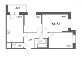 4 ккв (Евро) № 5-10-01 Корп.: 47 , Секция 5  в ЖК Новое Колпино