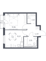 1 ккв № 537 Корп.: 37 , Секция 5  в ЖК Новое Колпино