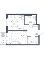 1 ккв № 411 Корп.: 37 , Секция 5  в ЖК Новое Колпино