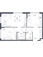 3 ккв (Евро) № 3 Корп.: 31 , Секция 1  в ЖК Новое Колпино