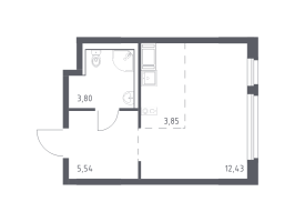 Студия № 125 Корп.: 33 , Секция 1  в ЖК Новое Колпино