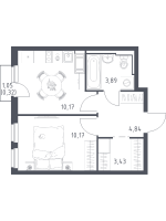 1 ккв № 523 Корп.: 37 , Секция 5  в ЖК Новое Колпино