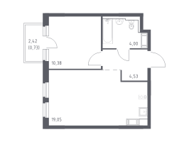 2 ккв (Евро) № 214 Корп.: 33 , Секция 2  в ЖК Новое Колпино