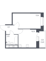 1 ккв № 422 Корп.: 39 , Секция 6  в ЖК Новое Колпино