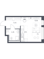 Студия № 74 Корп.: 35.2 , Секция 1  в ЖК Новое Колпино