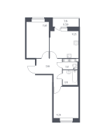 2 ккв № 349 Корп.: 39 , Секция 4  в ЖК Новое Колпино