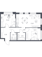 3 ккв (Евро) № 249 Корп.: 37 , Секция 4  в ЖК Новое Колпино