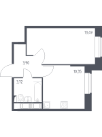 1 ккв № 406 Корп.: 39 , Секция 6  в ЖК Новое Колпино