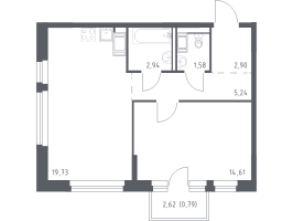 2 ккв (Евро) № 88 Корп.: 35.1 , Секция 1  в ЖК Новое Колпино