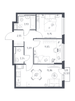 3 ккв (Евро) № 359 Корп.: 37 , Секция 4  в ЖК Новое Колпино