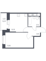 1 ккв № 197 Корп.: 39 , Секция 2  в ЖК Новое Колпино