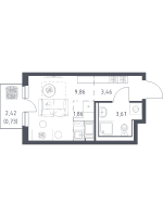 Студия № 426 Корп.: 37 , Секция 5  в ЖК Новое Колпино