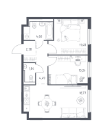 3 ккв (Евро) № 276 Корп.: 31 , Секция 5  в ЖК Новое Колпино