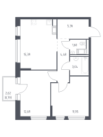 3 ккв (Евро) № 65 Корп.: 35.2 , Секция 1  в ЖК Новое Колпино