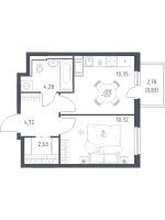1 ккв № 176 Корп.: 31 , Секция 4  в ЖК Новое Колпино
