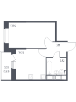 1 ккв № 308 Корп.: 39 , Секция 3  в ЖК Новое Колпино