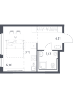 Студия № 279 Корп.: 31 , Секция 5  в ЖК Новое Колпино