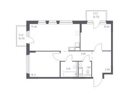 3 ккв (Евро) № 167 Корп.: 33 , Секция 2  в ЖК Новое Колпино