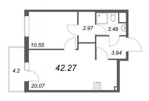 1 ккв № 186 Корп.: 1.4.1 , Секция 1  в ЖК Новоорловский