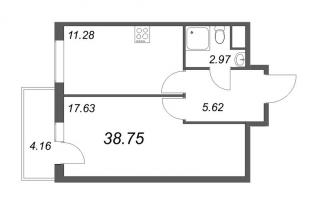 1 ккв № 230 Корп.: 1.4.1 , Секция 1  в ЖК Новоорловский