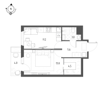 1 ккв № 270 Корп.: 1.4.1 , Секция 1  в ЖК Новоорловский