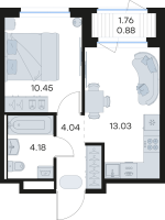 1 ккв № 242 Корп.: 3 , Секция 4  в ЖК Новоселье