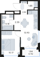 2 ккв (Евро) № 145 Корп.: 3 , Секция 3  в ЖК Новоселье