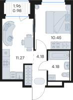 1 ккв № 35 Корп.: 3 , Секция 1  в ЖК Новоселье
