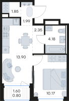 2 ккв (Евро) № 150 Корп.: 3 , Секция 3  в ЖК Новоселье