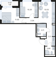 2 ккв № 14 Корп.: 5 , Секция 1  в ЖК Новоселье